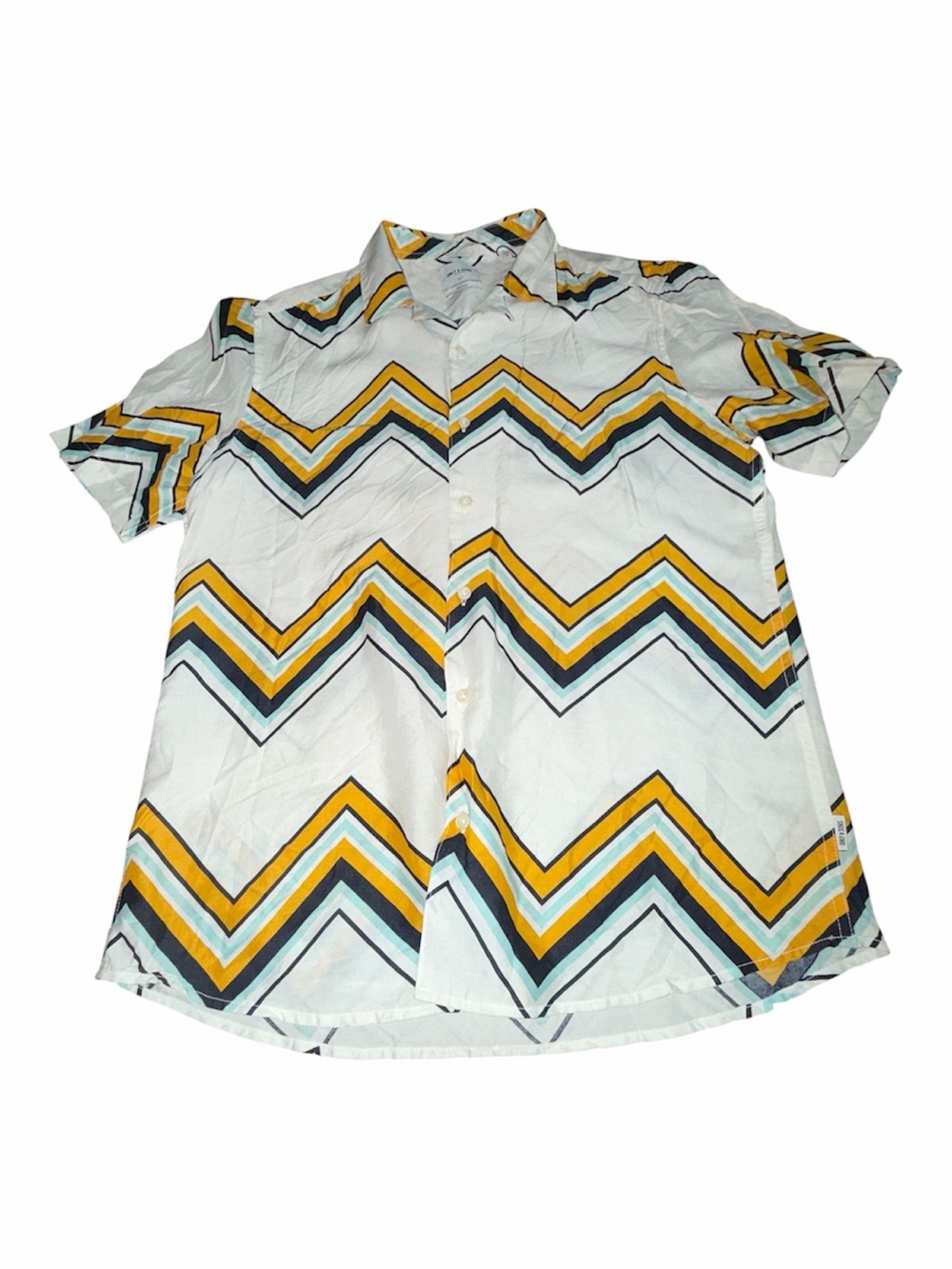 Only & Sons Men’s Chevron Print Short Sleeve Shirt Size L Regular Fit